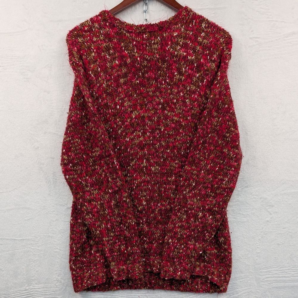 VTG Grandmacore Sweater Women's L Red Knit Long Sleeve Acrylic Cottagecore 90s
